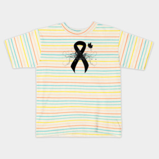 Black Ribbon with Butterfly Kids T-Shirt