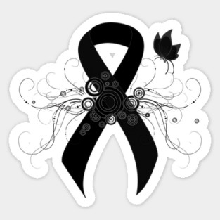 Black Ribbon with Butterfly Sticker