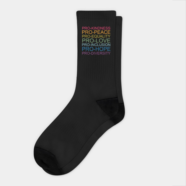 Pro Kindness Pro Peace Equality Love Diversity Human Rights Socks by ArtistTee ⭐⭐⭐⭐⭐