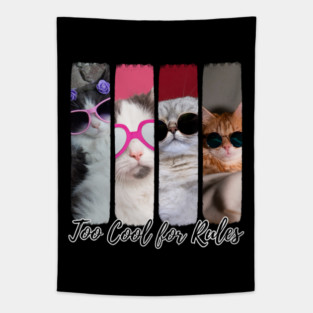 Too Cool for Rules – Stylish Cat Attitude Tapestry