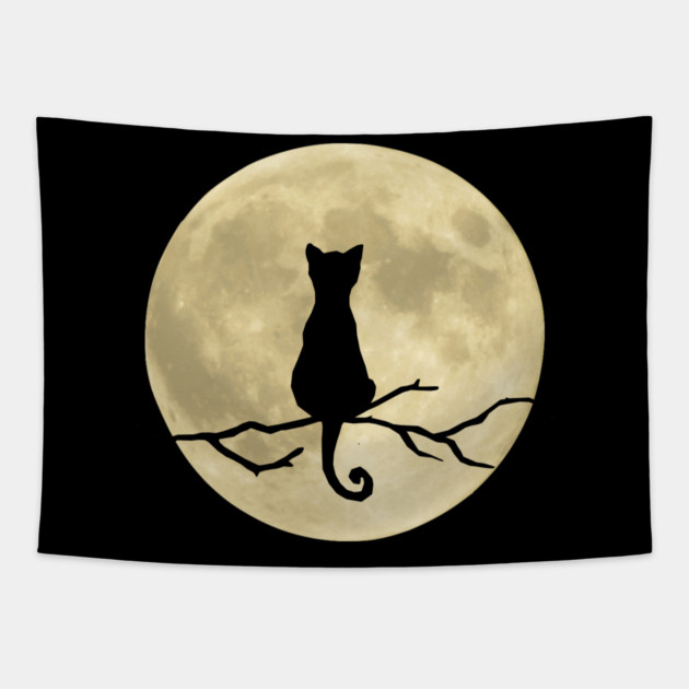 Mystic Moon Cat Tapestry by Premachandra's Store