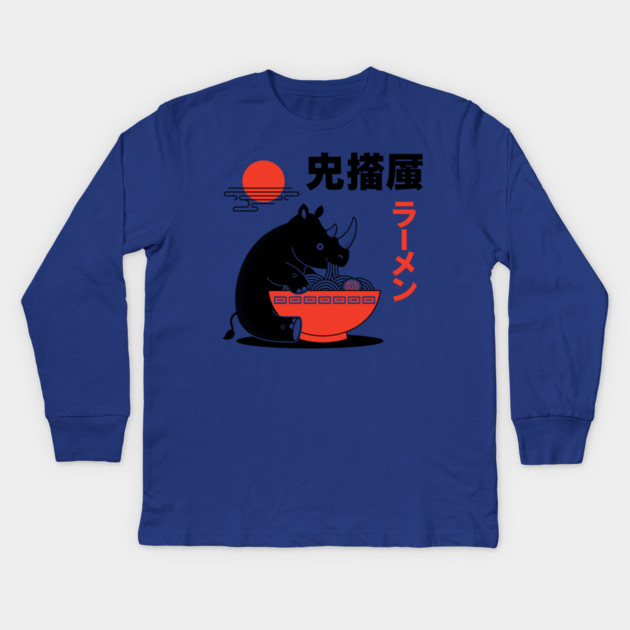 Rhino's Ramen Kids Long Sleeve T-Shirt by enrynz