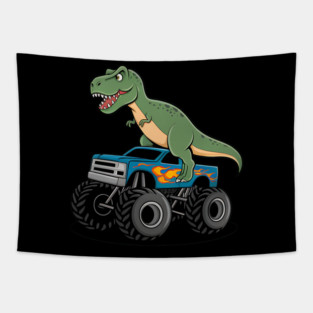 Monster Truck Dinosaur Birthday Party Monster Truck Tapestry
