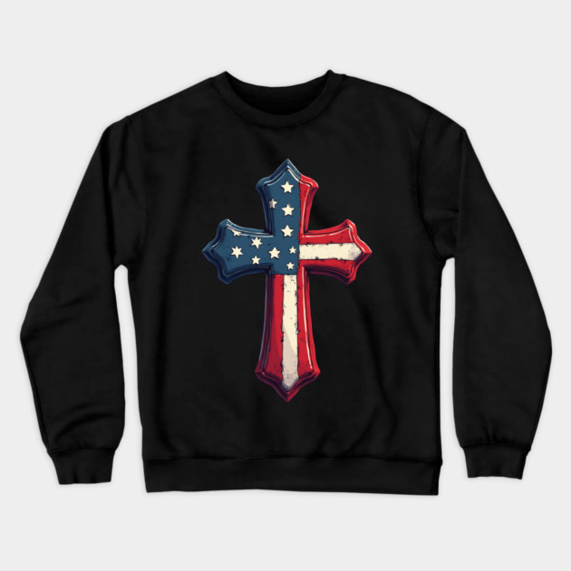 American Cross Savior Crewneck Sweatshirt by animegirlnft