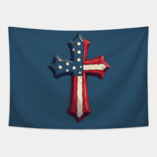 American Cross Savior Tapestry