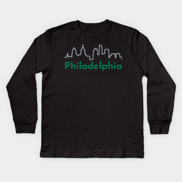 Philadelphia Skyline Kids Long Sleeve T-Shirt by DonWillisJrArt