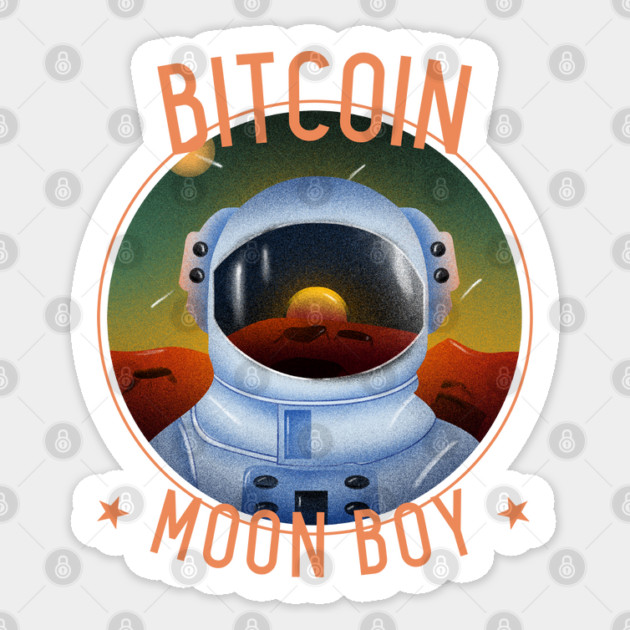 Bitcoin Moon Boy Sticker by DTNT Shirts