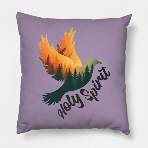 Divine Flame: The Holy Spirit's Guiding Wings Pillow by Rox