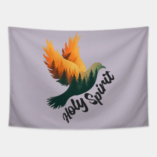 Divine Flame: The Holy Spirit's Guiding Wings Tapestry