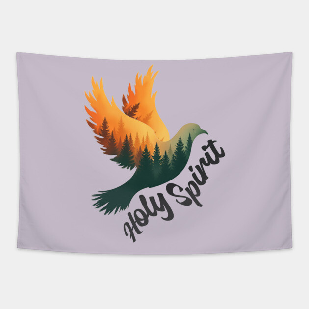 Divine Flame: The Holy Spirit's Guiding Wings Tapestry by Rox