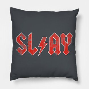 For Those About to SLAY - rock red Pillow