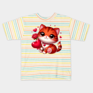Perfect Valentine, Love Cat Kids T-Shirt
