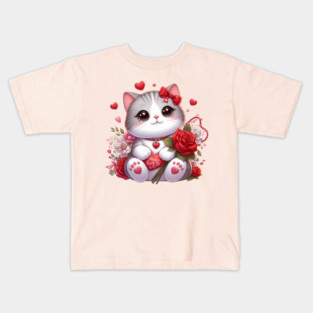 Love Paws Valentine’s Day Cat Kids T-Shirt