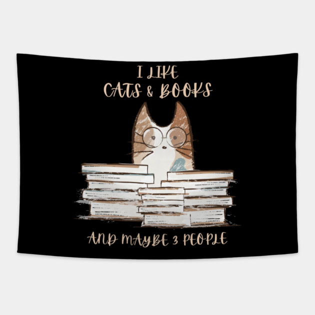 I Like Cats & Books Tapestry by Premachandra's Store