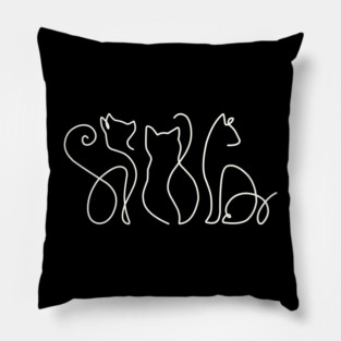 Minimalist Cat Line Art Pillow