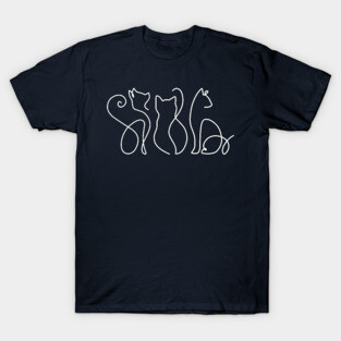 Minimalist Cat Line Art T-Shirt
