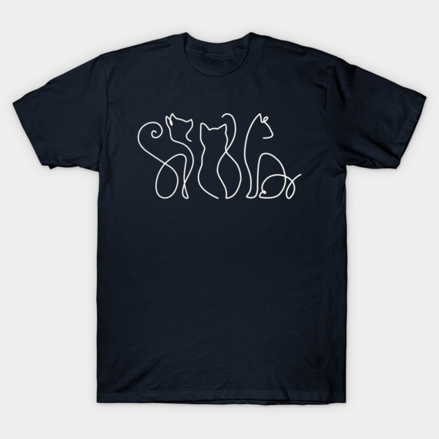 Minimalist Cat Line Art T-Shirt by Premachandra's Store