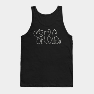 Minimalist Cat Line Art Tank Top