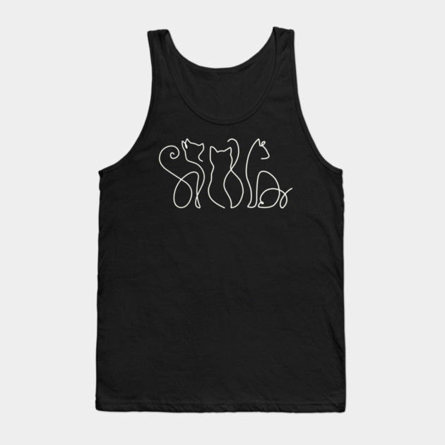 Minimalist Cat Line Art Tank Top by Premachandra's Store
