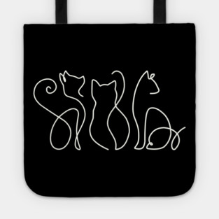 Minimalist Cat Line Art Tote