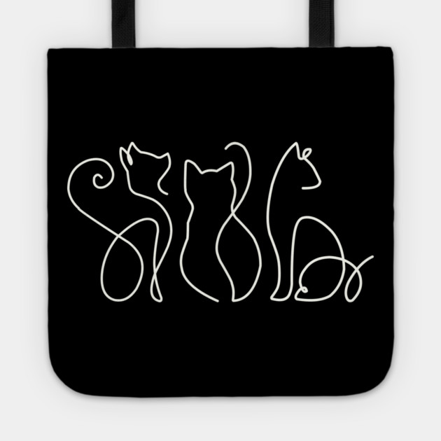 Minimalist Cat Line Art Tote by Premachandra's Store