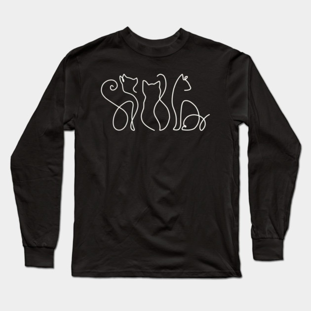 Minimalist Cat Line Art Long Sleeve T-Shirt by Premachandra's Store