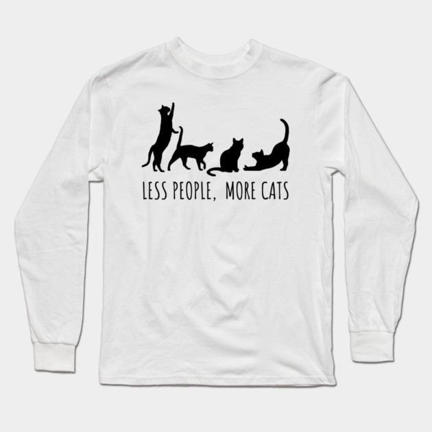 Minimalist Black Cat Silhouette Long Sleeve T-Shirt by Premachandra's Store
