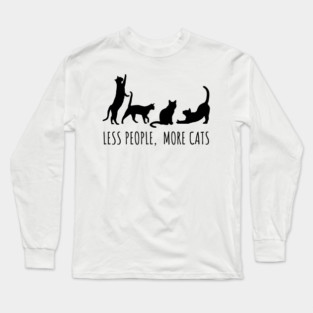 Minimalist Black Cat Silhouette Long Sleeve T-Shirt