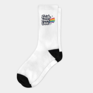 Rainbow of Faith, Hope, and Love Socks