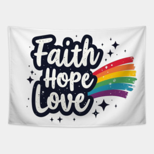 Rainbow of Faith, Hope, and Love Tapestry