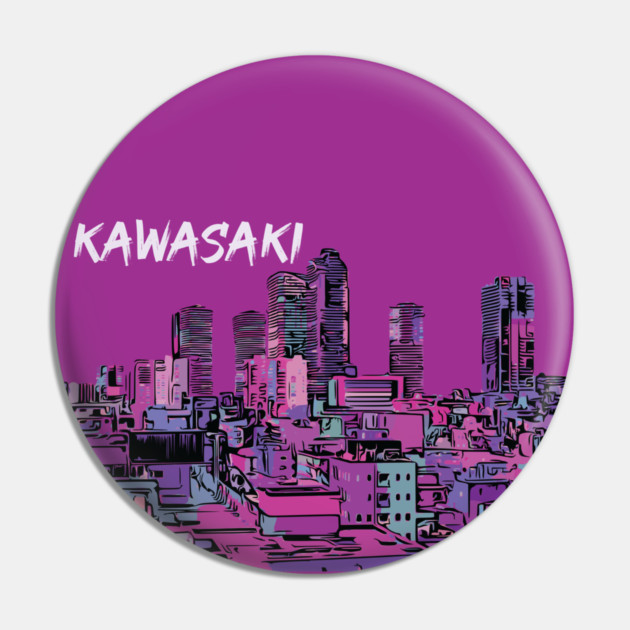 Kawasaki - Japanese City Pop Aesthetic Pin by Lakeric