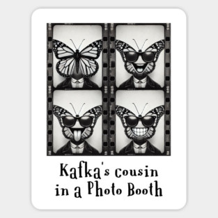 Kafka's Cousin in a Photobooth, silly Butterfly Man selfies Sticker