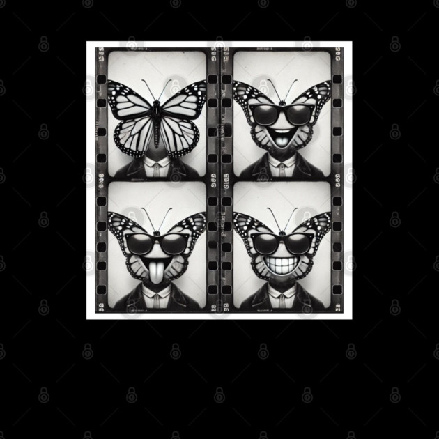 Kafka's Cousin in a Photobooth, silly Butterfly Man selfies by Luxinda