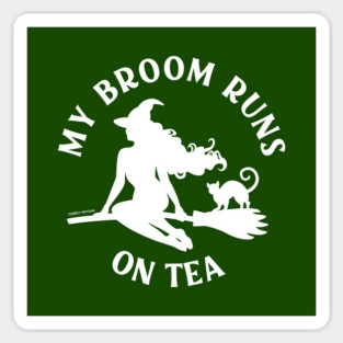 My Broom Runs On Tea Cheeky Witch® Sticker