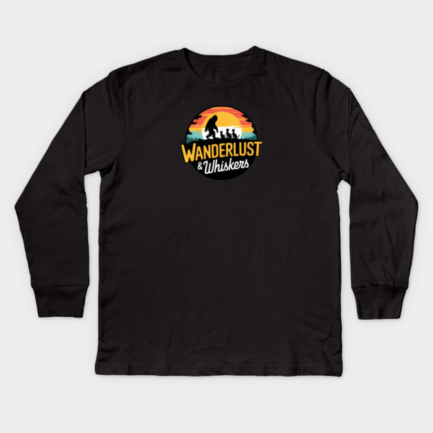 Wanderlust & Whiskers Kids Long Sleeve T-Shirt by Pete the Cat Guy