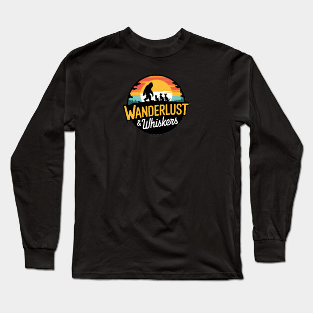 Wanderlust & Whiskers Long Sleeve T-Shirt by Pete the Cat Guy