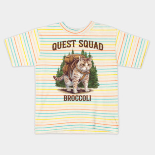 Quest Fantasy Squad Broccoli Funny Cat Kids T-Shirt