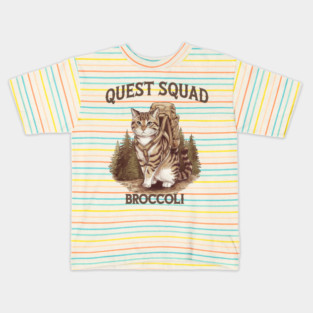 Quest Fantasy Squad Broccoli Funny Cat Kids T-Shirt