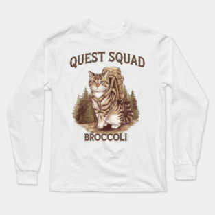 Quest Fantasy Squad Broccoli Funny Cat Long Sleeve T-Shirt