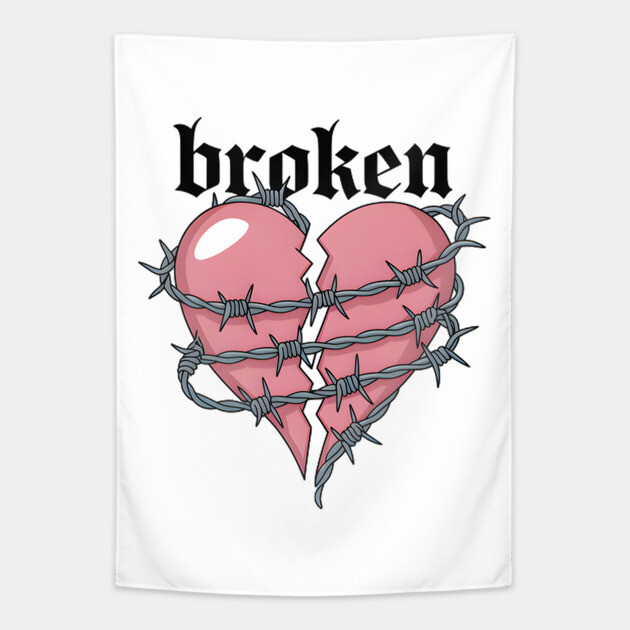Broken Love Heart Tapestry by animegirlnft