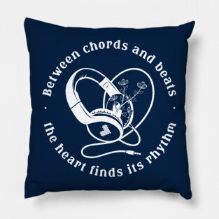 Heart in the Headphones. Floral Beat (Dark) Pillow