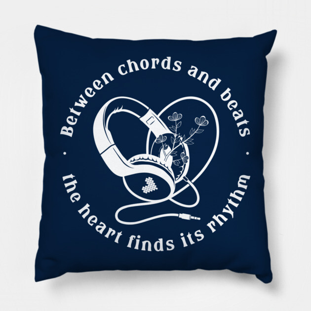 Heart in the Headphones. Floral Beat (Dark) Pillow by filiposwear