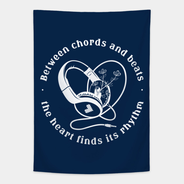 Heart in the Headphones. Floral Beat (Dark) Tapestry by filiposwear