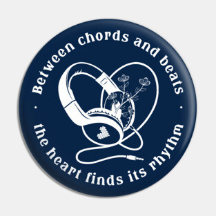 Heart in the Headphones. Floral Beat (Dark) Pin