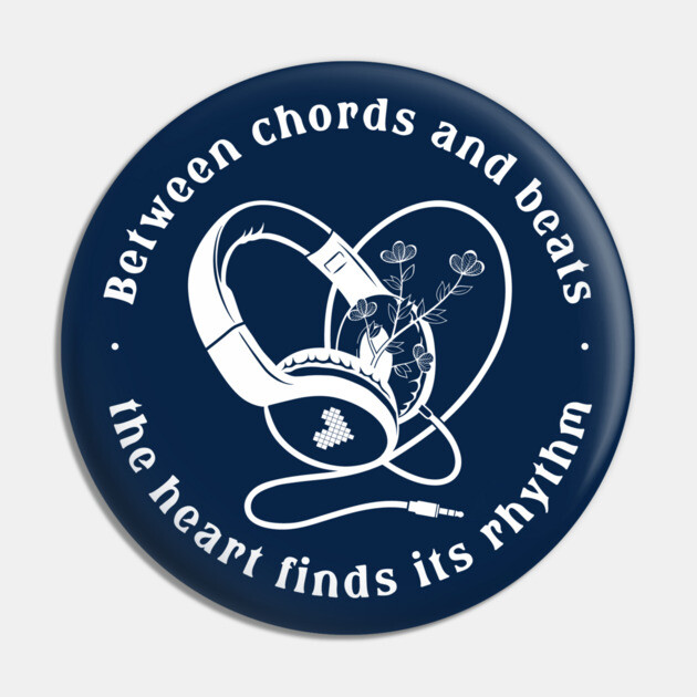 Heart in the Headphones. Floral Beat (Dark) Pin by filiposwear