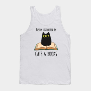 Easily Distracted By Cats & Books Tank Top
