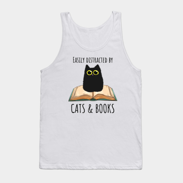 Easily Distracted By Cats & Books Tank Top by Premachandra's Store