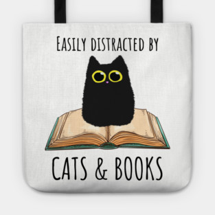 Easily Distracted By Cats & Books Tote