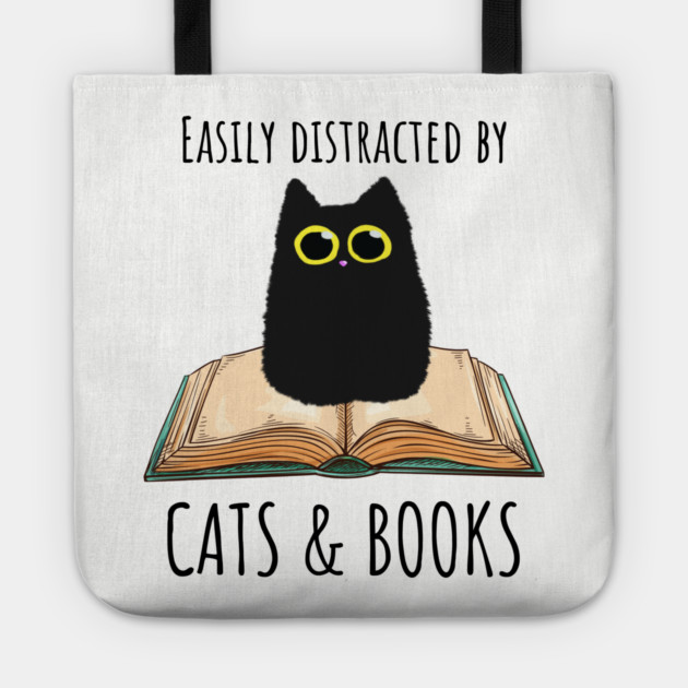Easily Distracted By Cats & Books Tote by Premachandra's Store