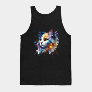 Abstract Watercolor Cat Tank Top